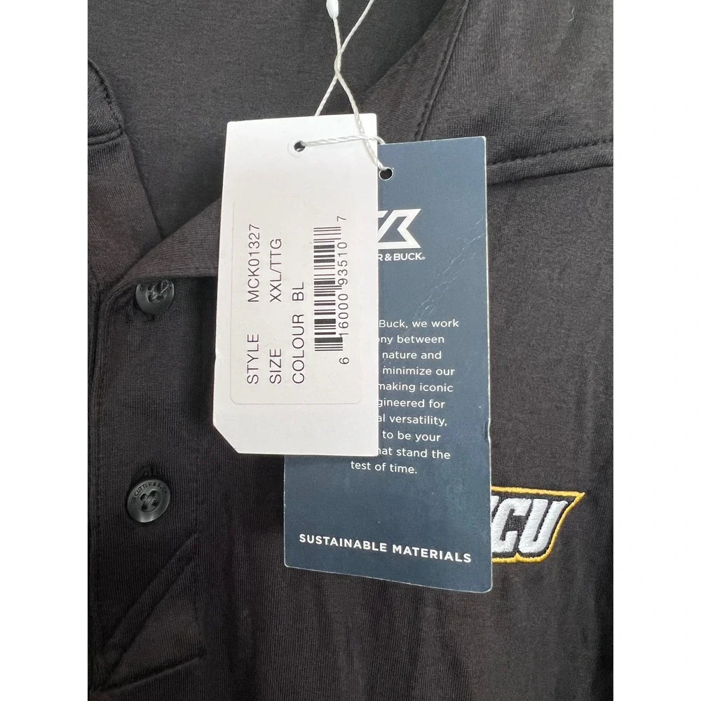 Cutter and Buck VCU Rams Mens‎ XXL Black Golf Polo Shirt